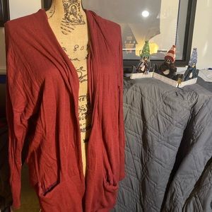 Ann Taylor (Factory) Red Open Cardigan